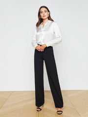 Tyler Long Sleeve Silk Blouse in Ivory | L'AGENCE US