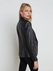 Kenzie Leather Blazer in Black/Black | L'AGENCE near me