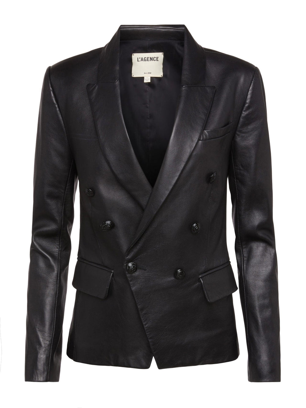 Kenzie Leather Blazer in Black/Black | L'AGENCE near me
