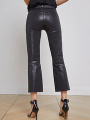 Kendra Coated Cropped Flared Crop Jean in Noir Coated | L'AGENCE for sale