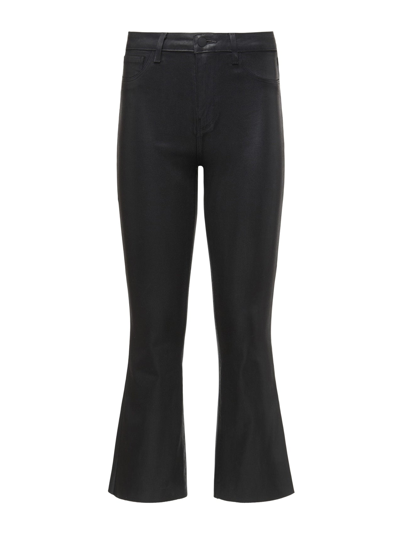 Kendra Coated Cropped Flared Crop Jean in Noir Coated | L'AGENCE for sale