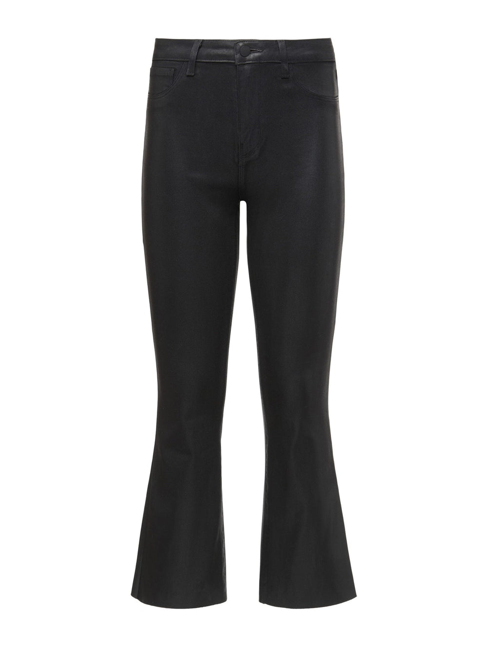 Kendra Coated Cropped Flared Crop Jean in Noir Coated | L'AGENCE for sale