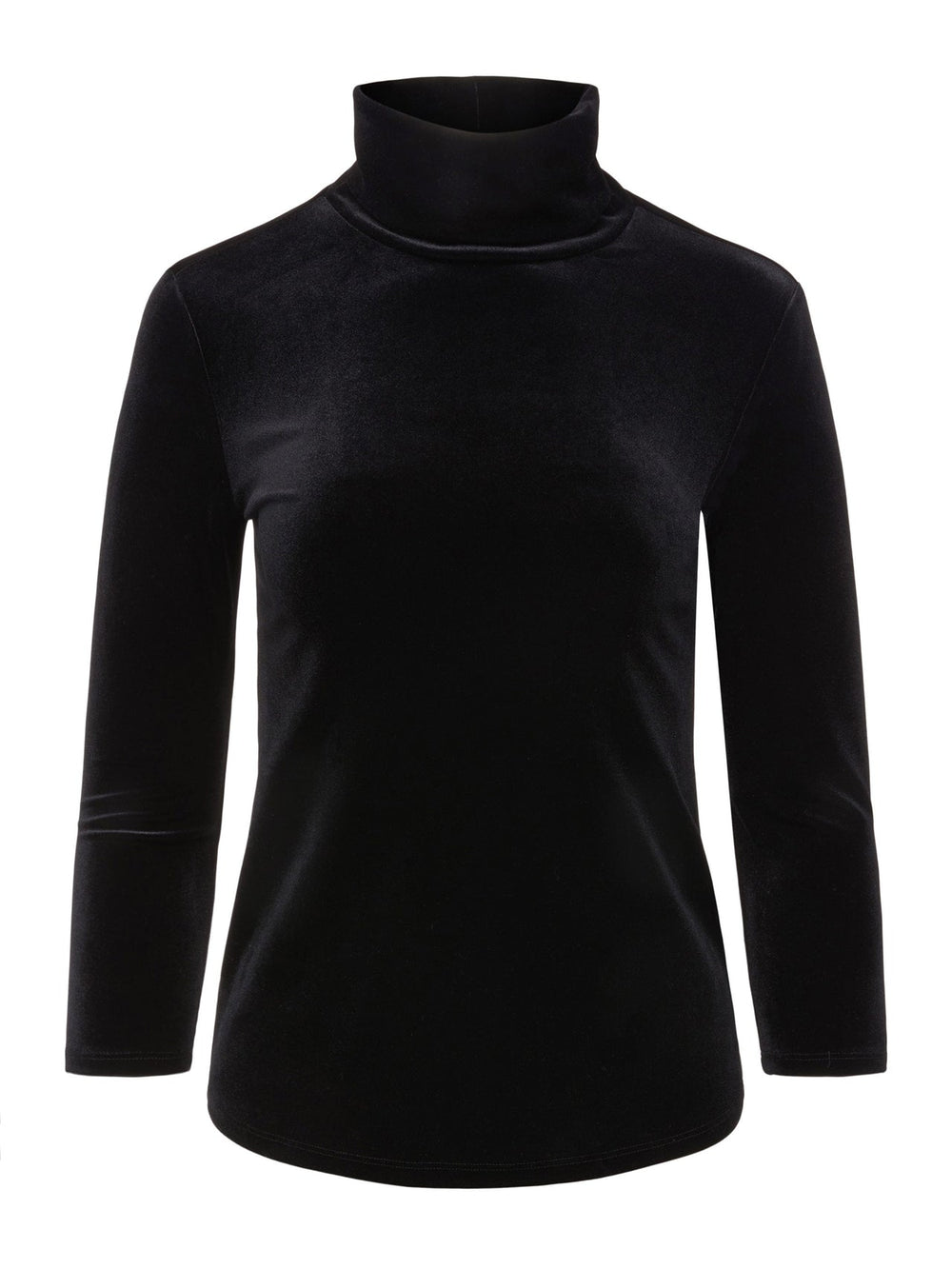 Aja 3/4 Sleeve Velvet Turtleneck in Black | L'AGENCE US