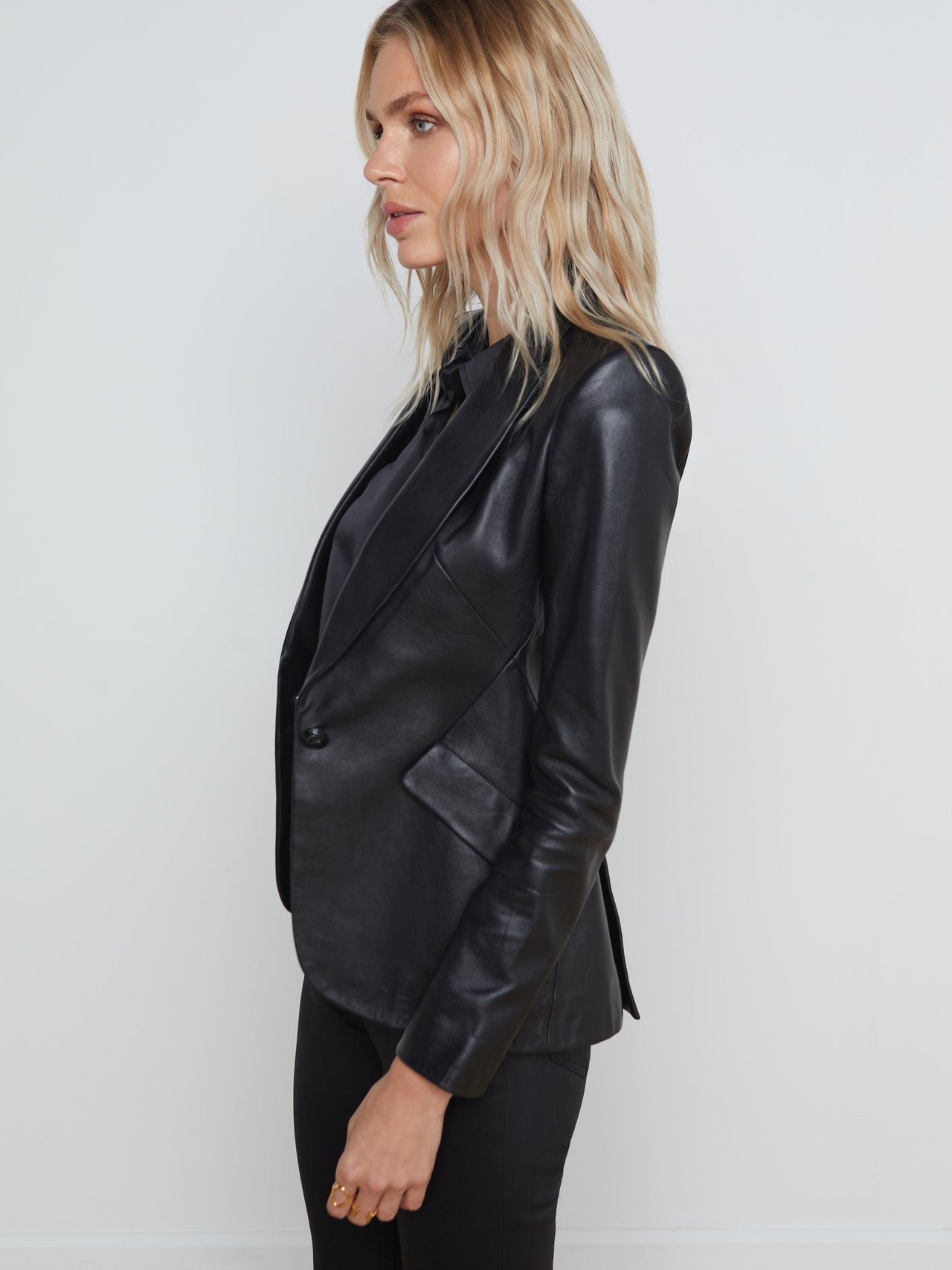 Chamberlain Leather Blazer In Black | L'AGENCE for sale