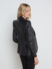 Chamberlain Leather Blazer In Black | L'AGENCE for sale