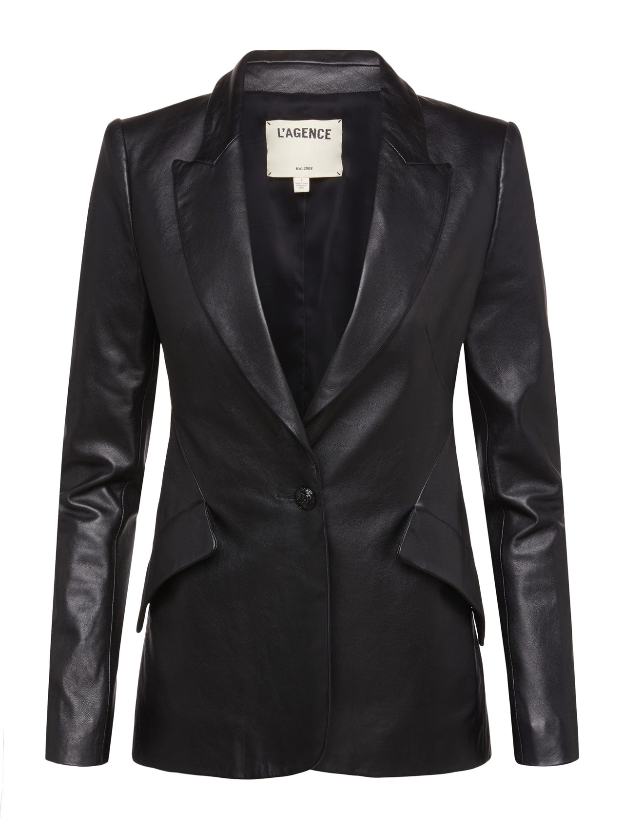 Chamberlain Leather Blazer In Black | L'AGENCE for sale