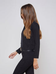 Janelle 3/4 Sleeve Jean Jacket in Saturated Black | L'AGENCE Women