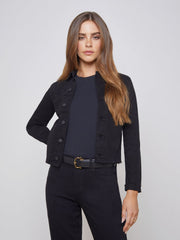 Janelle 3/4 Sleeve Jean Jacket in Saturated Black | L'AGENCE Women