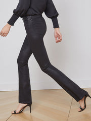 Selma Coated Bootcut Jean in Noir Coated | L'AGENCE online