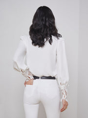 Ava Lace Cuff Blouse in Ivory | L'AGENCE sale