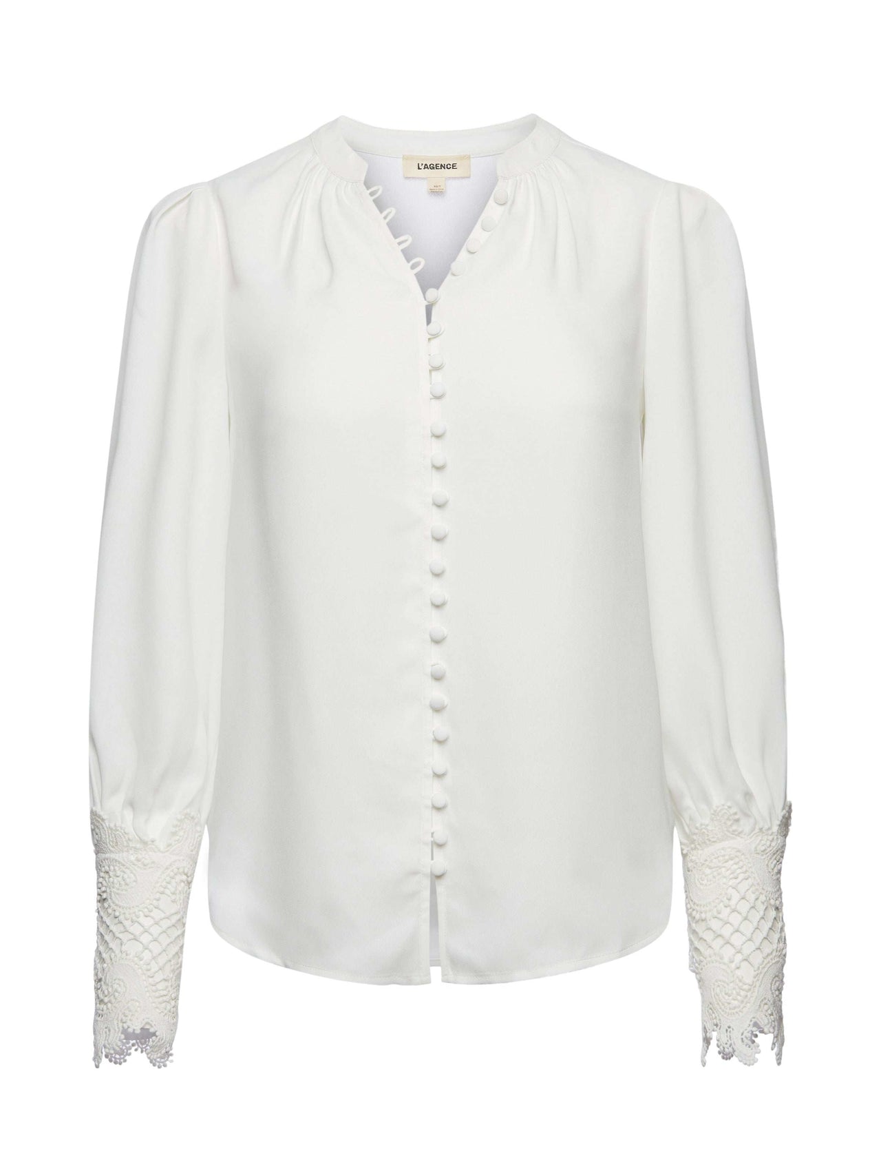 Ava Lace Cuff Blouse in Ivory | L'AGENCE sale