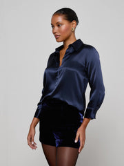 Dani Silk Blouse in Midnight | L'AGENCE online