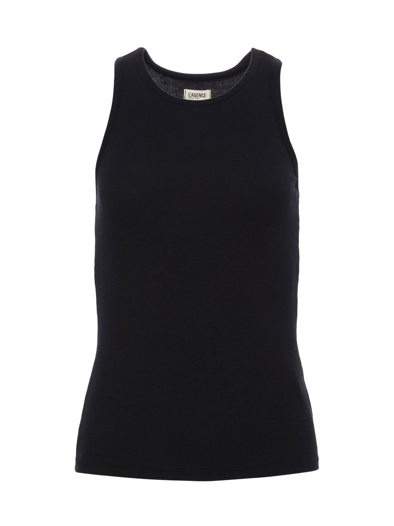 Nia Ribbed Racerback Tank in Black | L'AGENCE sale
