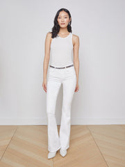 Nia Ribbed Racerback Tank in White | L'AGENCE online