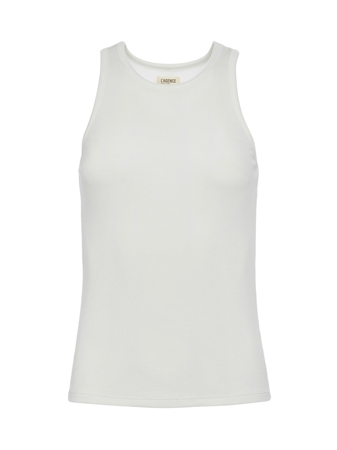 Nia Ribbed Racerback Tank in White | L'AGENCE online