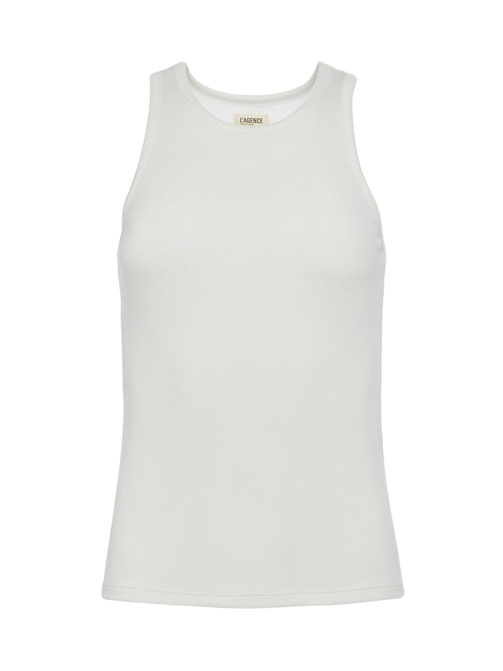 Nia Ribbed Racerback Tank in White | L'AGENCE online