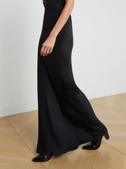 Zeta Maxi Skirt – Chic, Minimalist Satin Skirt in Black | L'AGENCE sale