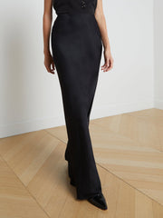 Zeta Maxi Skirt – Chic, Minimalist Satin Skirt in Black | L'AGENCE sale