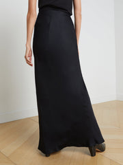 Zeta Maxi Skirt – Chic, Minimalist Satin Skirt in Black | L'AGENCE sale