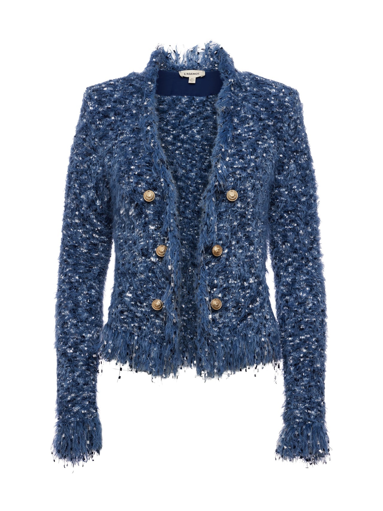 Azure Fringe Cardigan Blazer in Blue Multi | L'AGENCE US