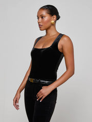 Molly Velvet Bodysuit in Black | L'AGENCE discount