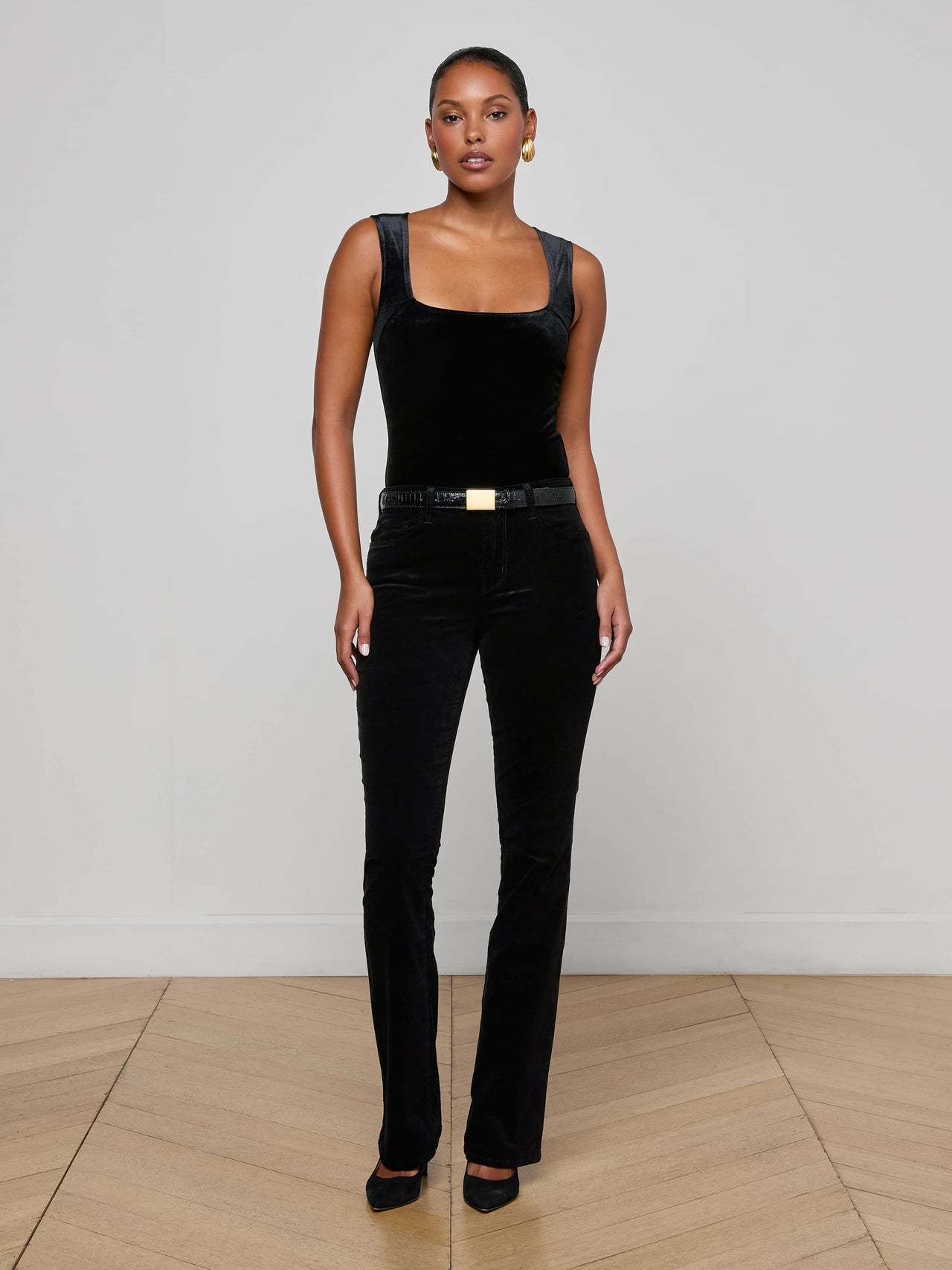Molly Velvet Bodysuit in Black | L'AGENCE discount