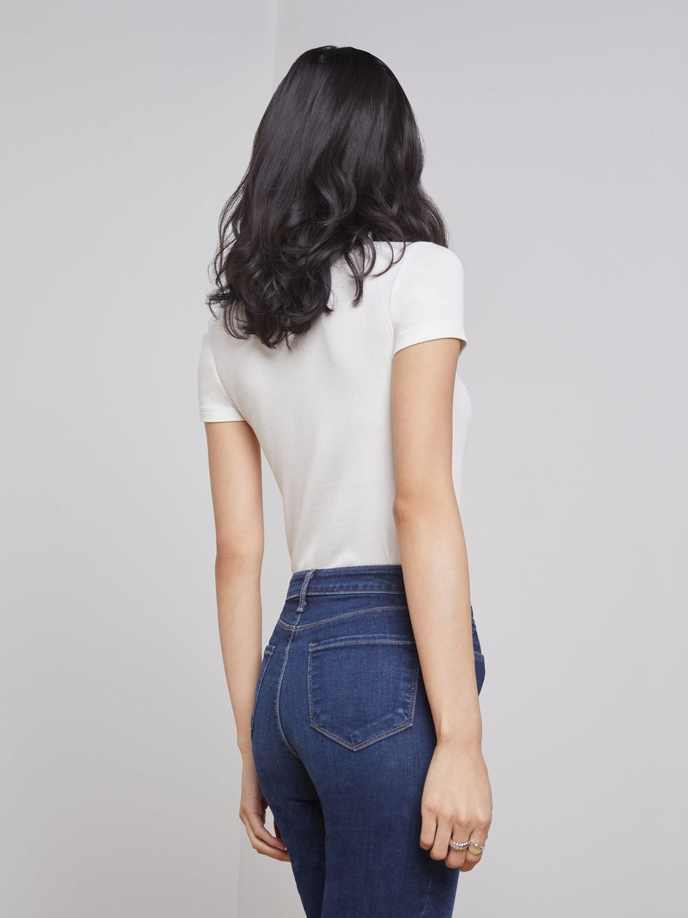 Ressi Fitted Crewneck Tee in White Micro Modal | L'AGENCE near me