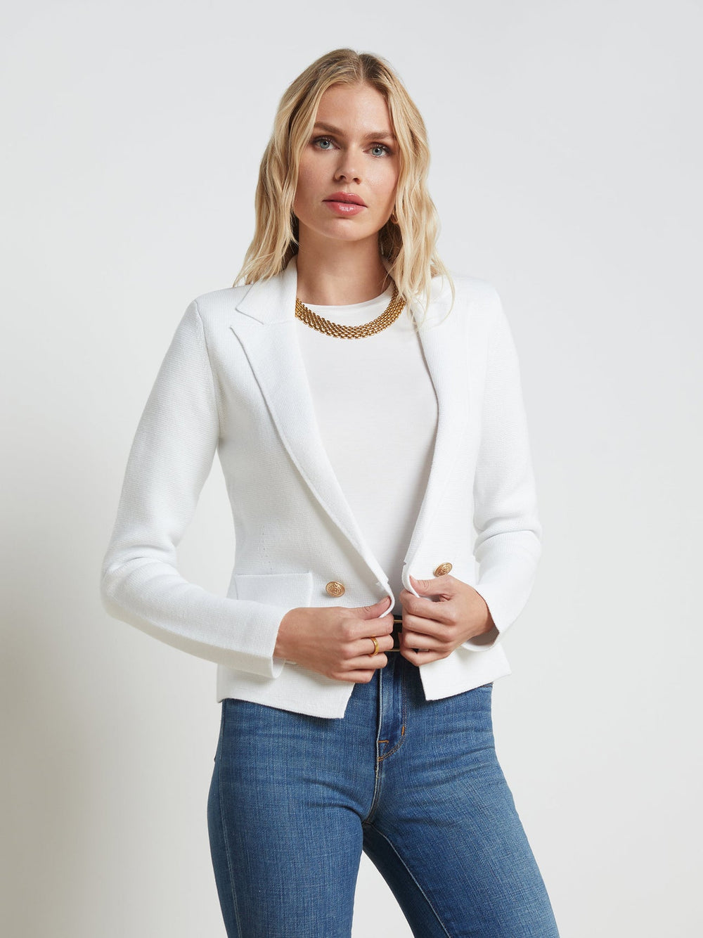 Sofia Knit Blazer in Blazer White | L'AGENCE near me