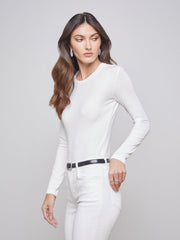 Tess Long Sleeve Tee in White Micro Modal | L'AGENCE discount