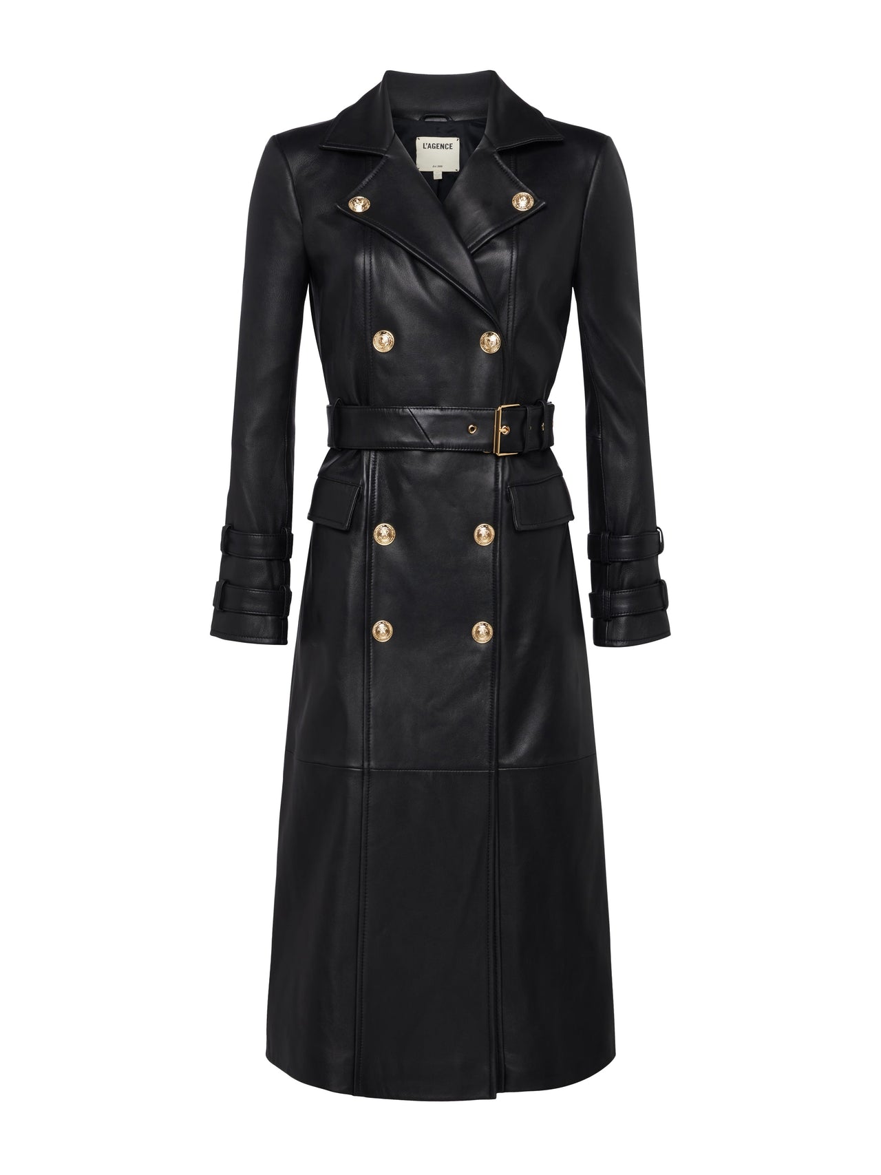 Celina Leather Trench Coat in Black | L'AGENCE online