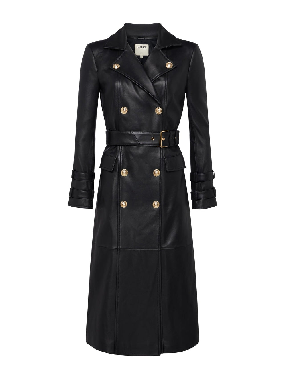 Celina Leather Trench Coat in Black | L'AGENCE online