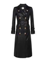 Celina Leather Trench Coat in Black | L'AGENCE online