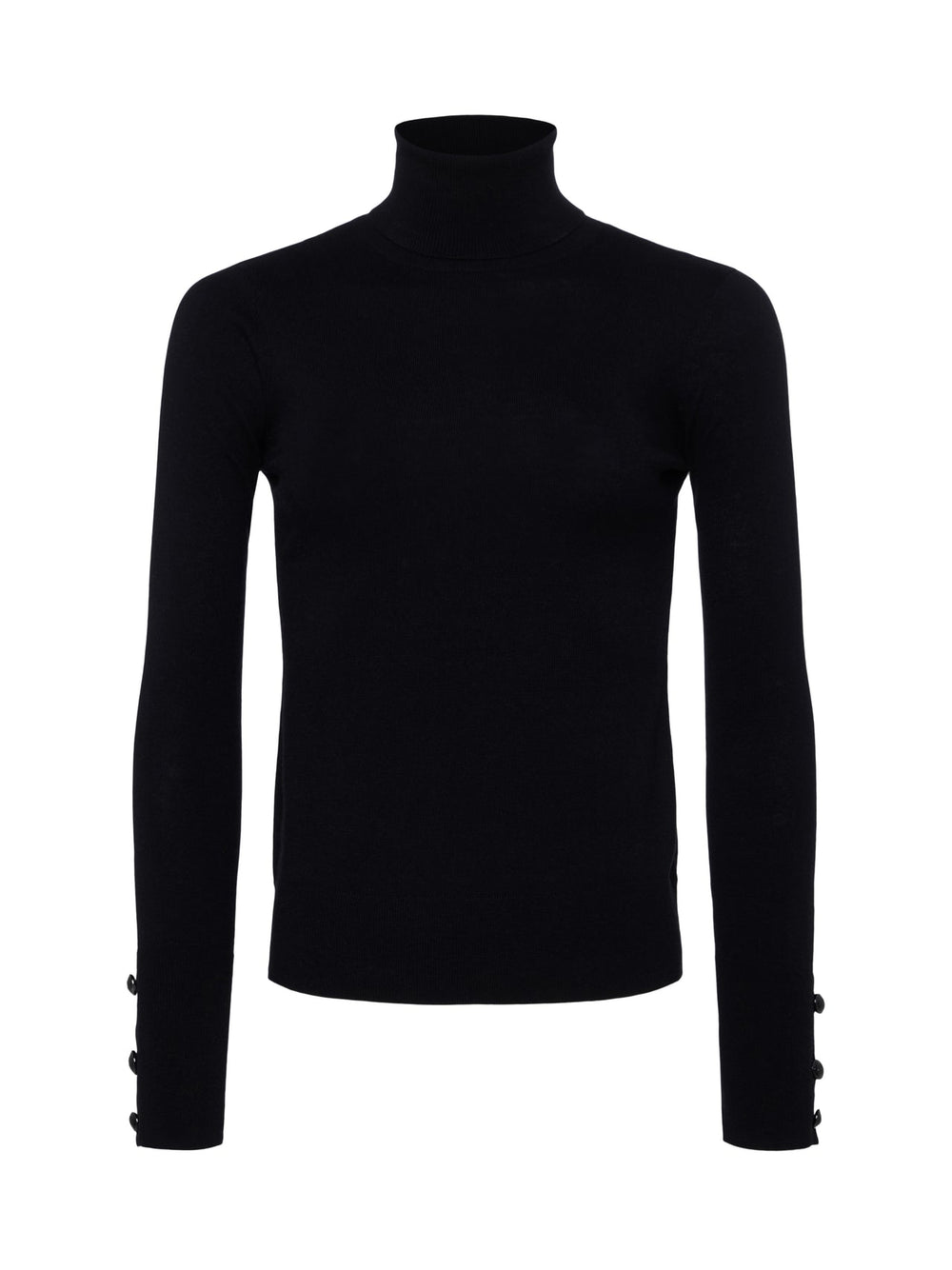 Flora Long Sleeve Turtleneck in Black/Black | L'AGENCE sale