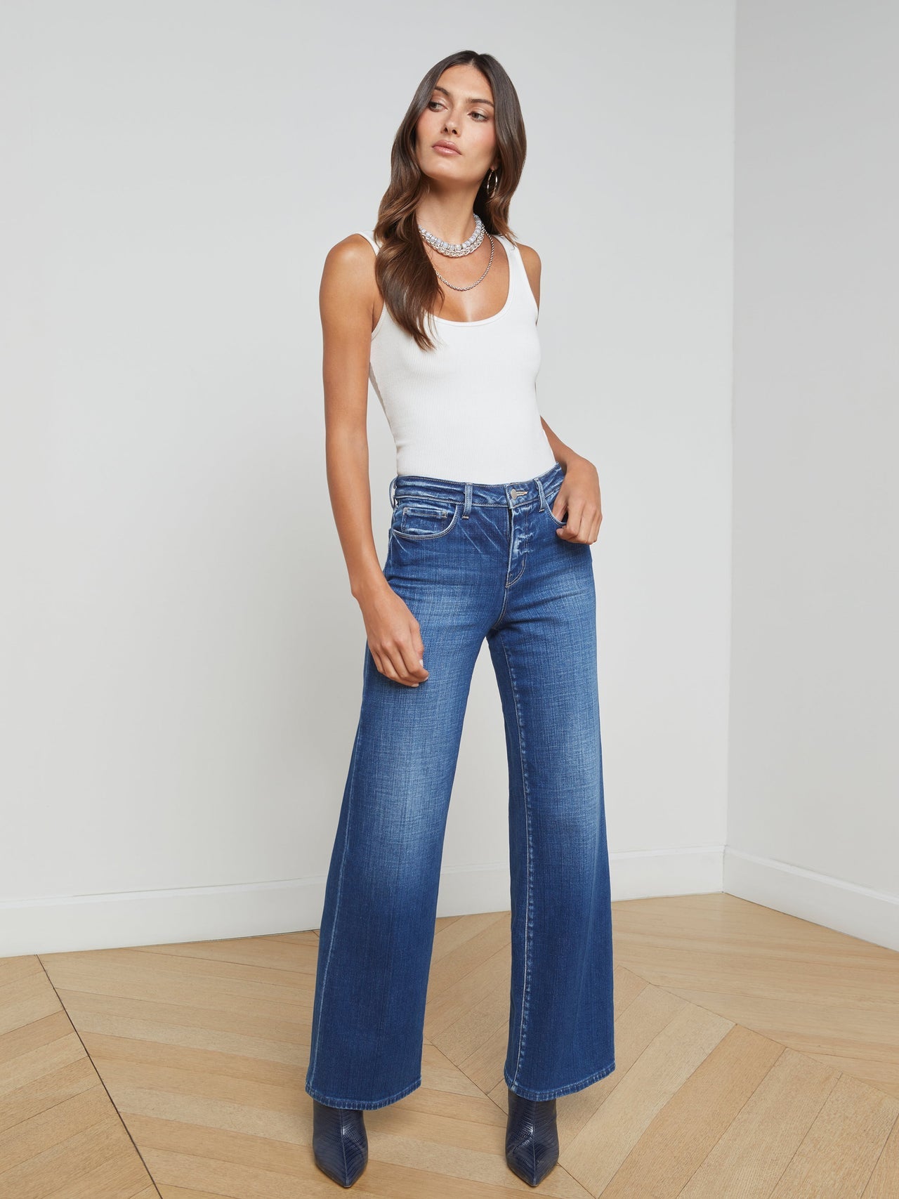 Nica Scoopneck Bodysuit in White | L'AGENCE sale