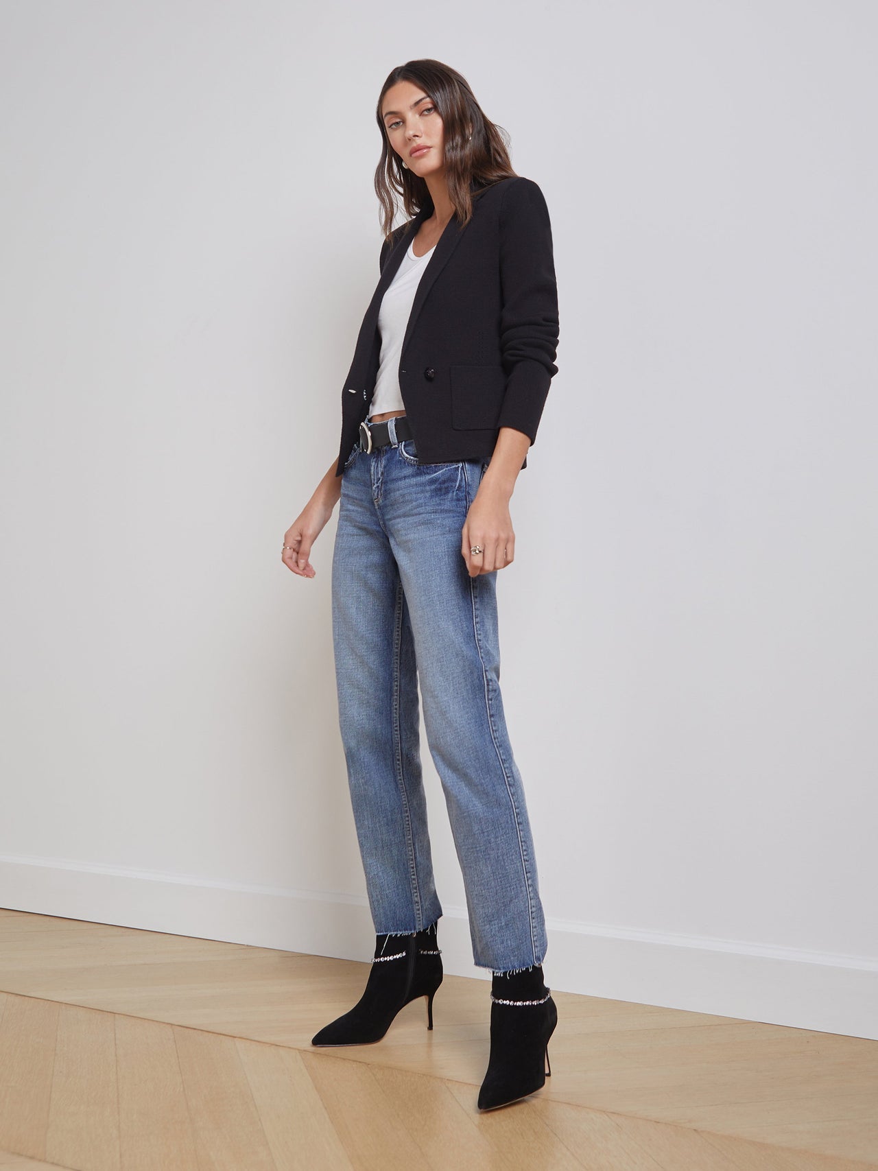 Sofia Knit Blazer in Black | L'AGENCE US