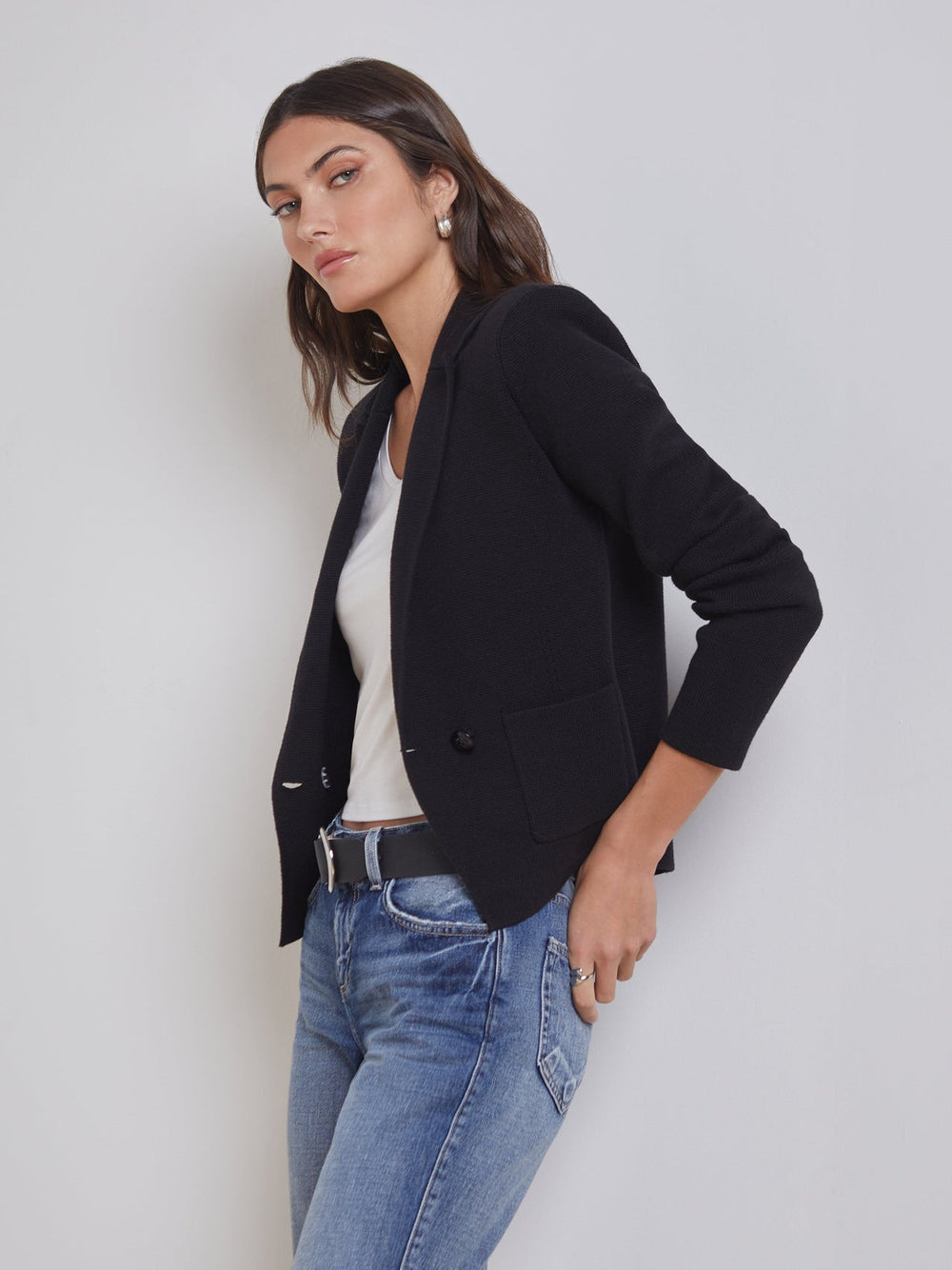 Sofia Knit Blazer in Black | L'AGENCE US