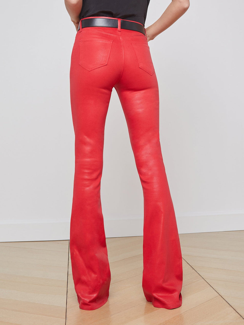 Marty Coated Flare Jean in Tango Red Coated | L'AGENCE for sale