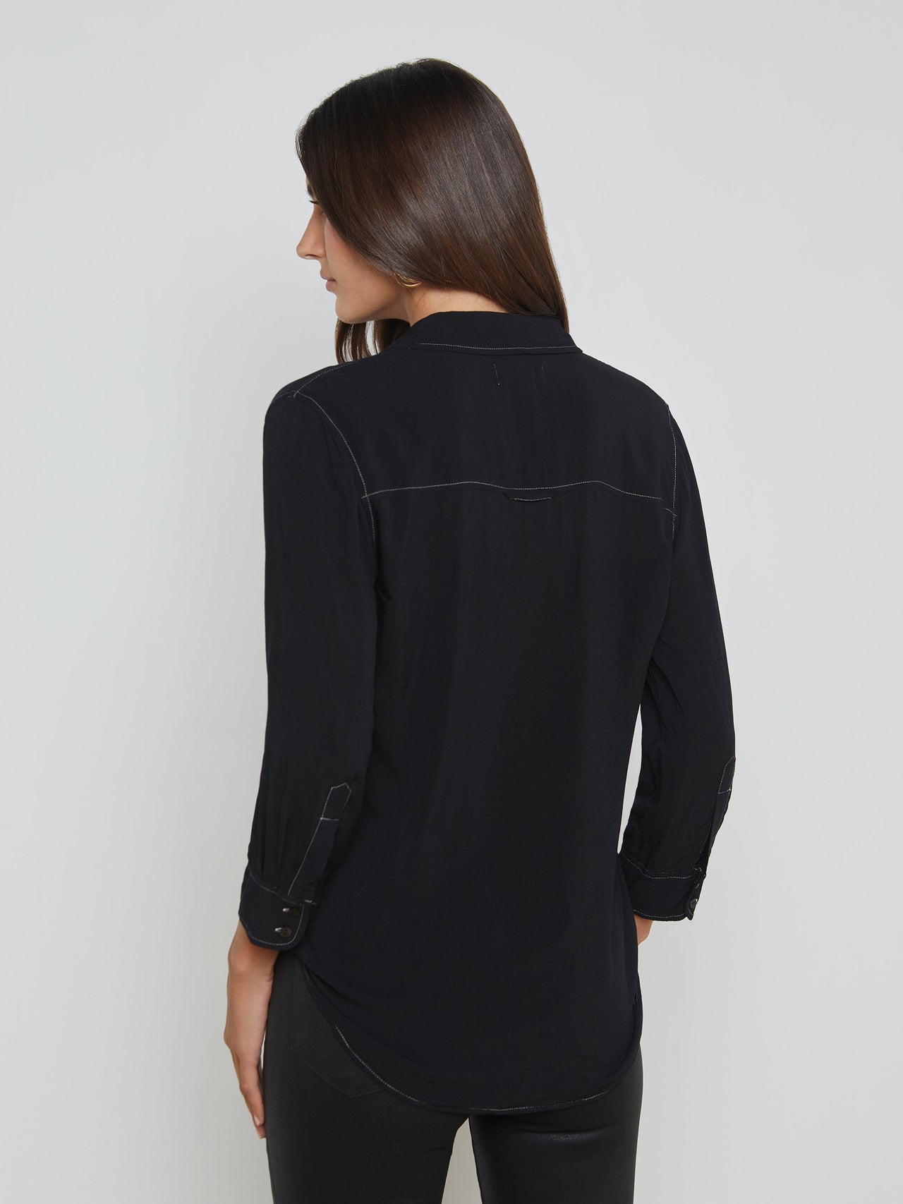 Marlene Blouse in Black/White Contrast | L'AGENCE Women