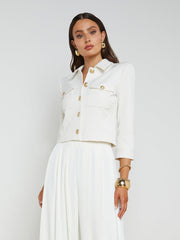 Kumi Cropped Jacket in White | L'AGENCE Women