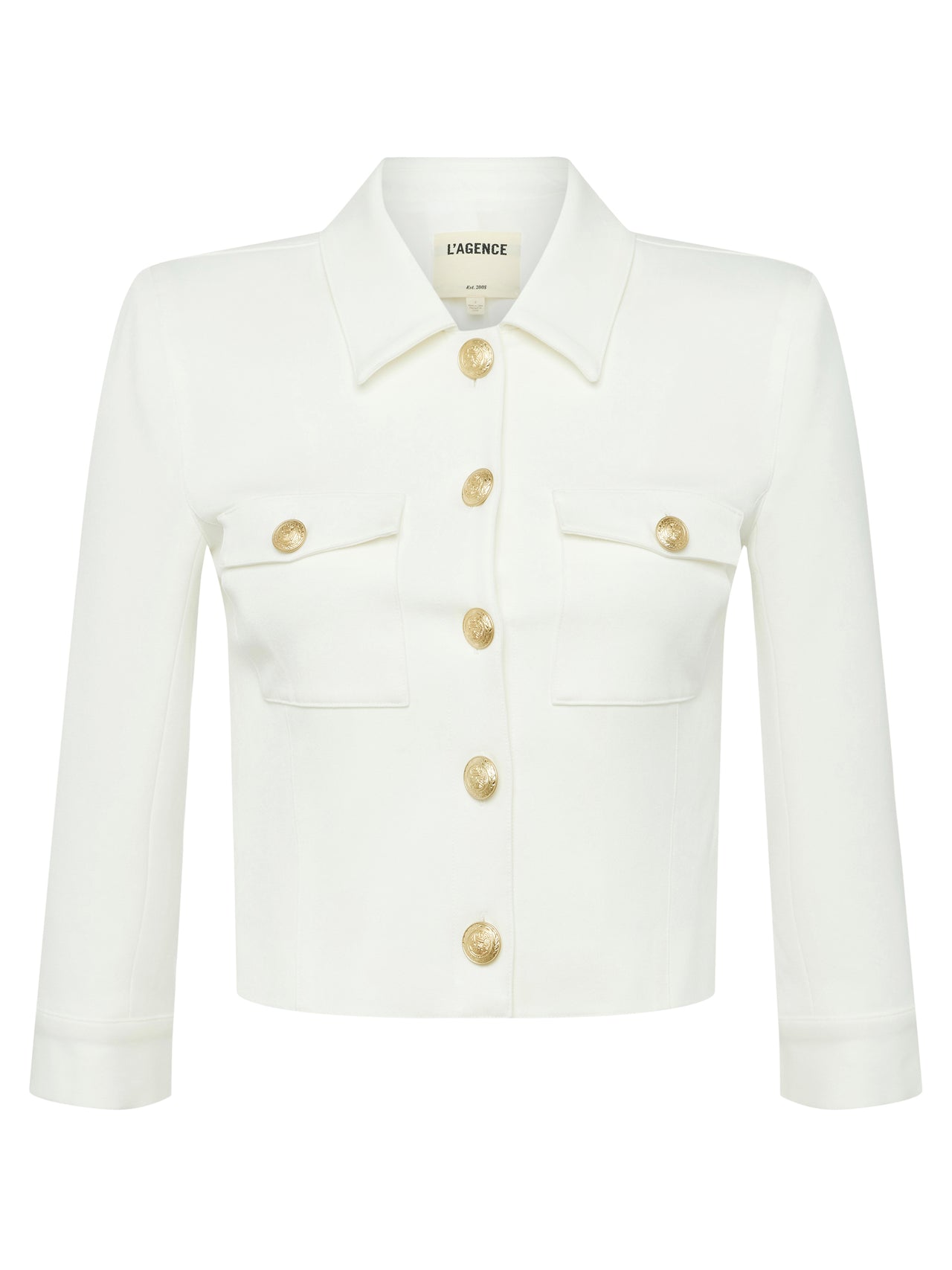 Kumi Cropped Jacket in White | L'AGENCE Women