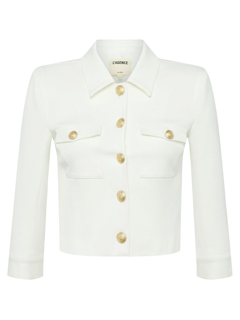 Kumi Cropped Jacket in White | L'AGENCE Women