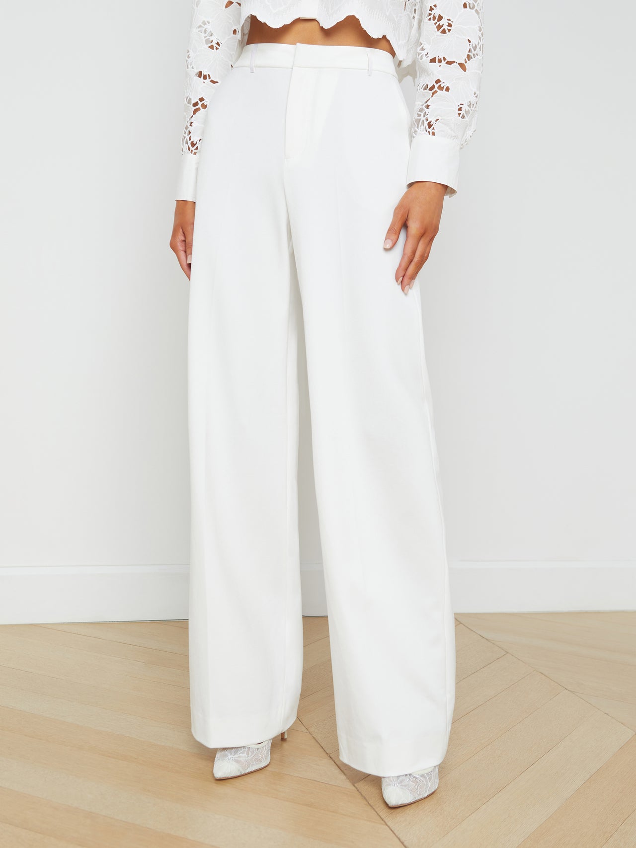 Livvy Straight-Leg Trouser in White | L'AGENCE Women