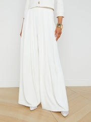 Nova Pleated Wide-Leg Pant in Ivory | L'AGENCE online