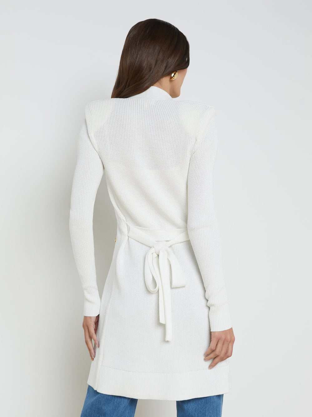 Noe Double-Breasted Cardigan in White | L'AGENCE for sale