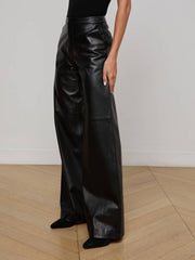 Livvy Leather Straight-Leg Trouser in Black | L'AGENCE discount