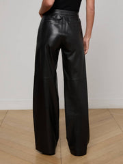 Livvy Leather Straight-Leg Trouser in Black | L'AGENCE discount