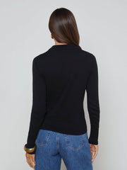 Sterling Long Sleeve Sweater in Black/Gold | L'AGENCE sale
