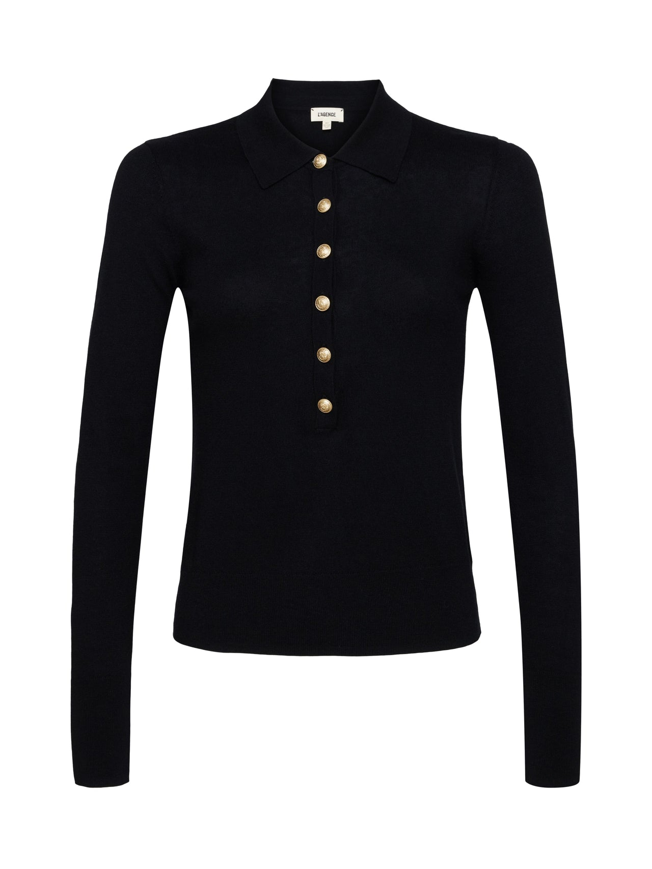Sterling Long Sleeve Sweater in Black/Gold | L'AGENCE sale