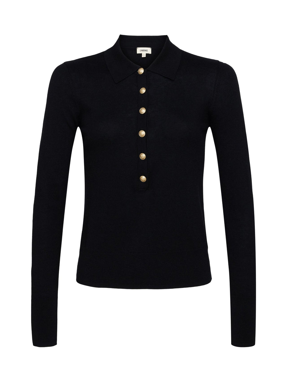 Sterling Long Sleeve Sweater in Black/Gold | L'AGENCE sale