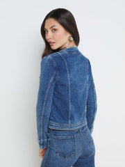 Yari Collarless Jean Jacket in Rhodes | L'AGENCE sale